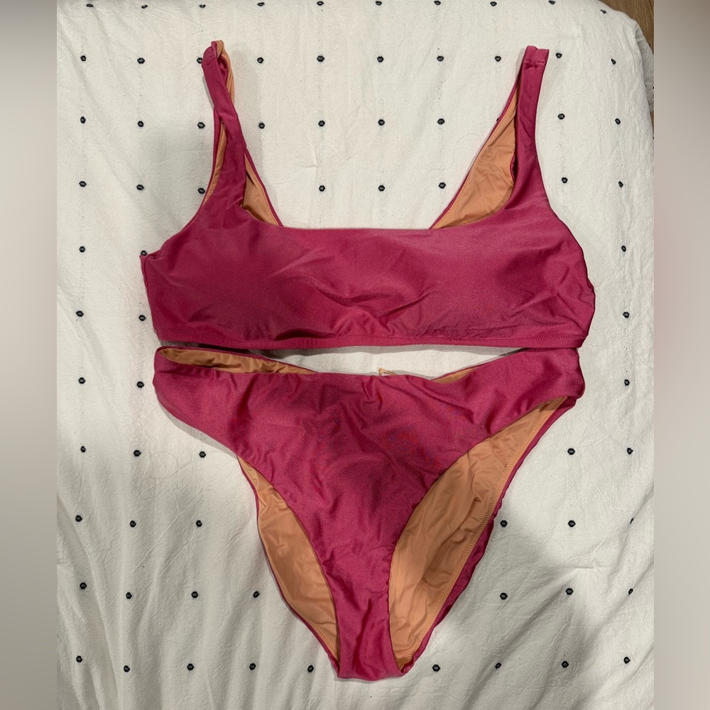 Jcrew shimmery pink two piece bikini swimsuit
